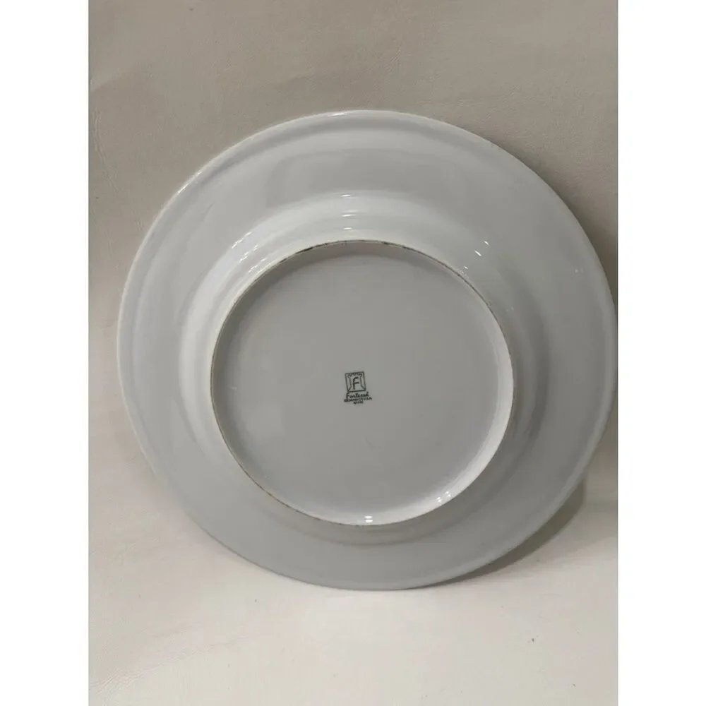 Fortessa  Eschenbach 1998 Classic 12 In White Ceramic Dinner Plate Red X Accent